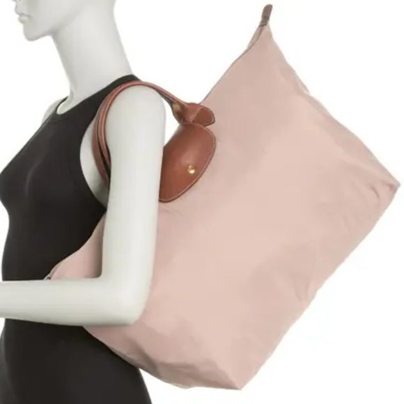 NWT LONGCHAMP Le Pliage Type L Travel Tote Weekender Powder Pink Made in France - Picture 2 of 16